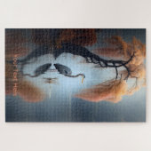 Reiger bij de oever Muur Kunst Legpuzzel (Horizontaal)