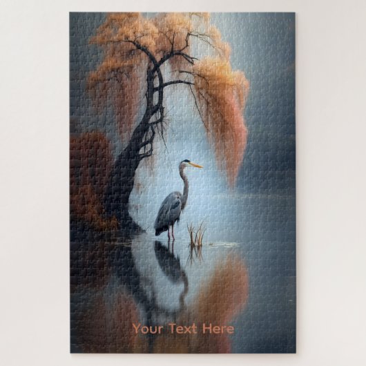 Reiger bij de oever Muur Kunst Legpuzzel (Verticaal)