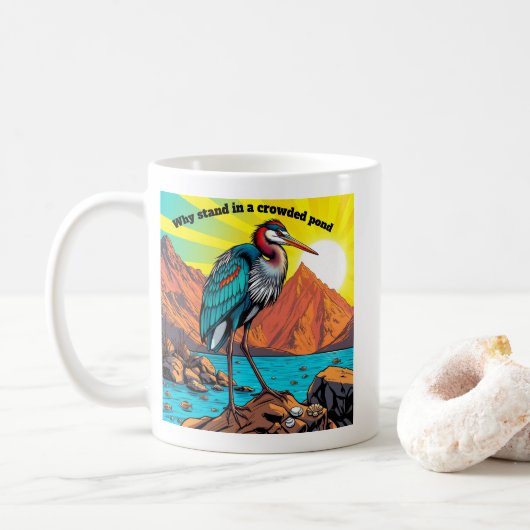 Reiger bij het Water Koffiemok (Met donut)