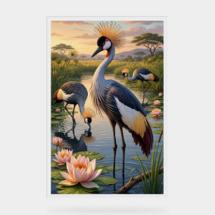 Reiger bij het water Serene natuur landschap fleec Acryl Bord
