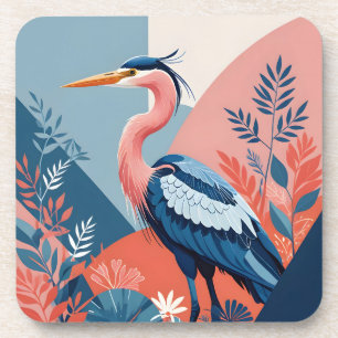 reiger coaster met blauwe kuif bier onderzetter