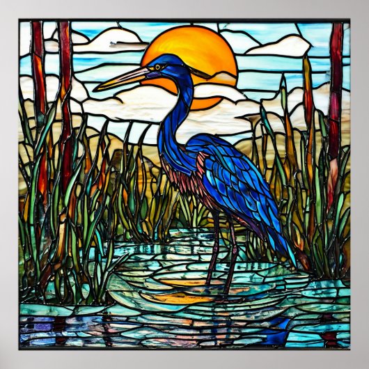 Reiger Glas-in-Lood voor Kustdecoratie Poster (Voorkant)
