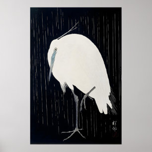 Reiger in de regen Japanse kunstdruk Thuis Poster