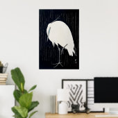 Reiger in de regen Japanse kunstdruk Thuis Poster (Thuiskantoor)