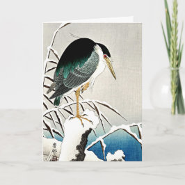 Reiger in de Sneeuw, kunstwerk van Ohara Koson Kaart
