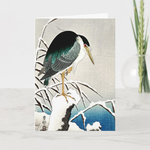 Reiger in de Sneeuw, kunstwerk van Ohara Koson Kaart