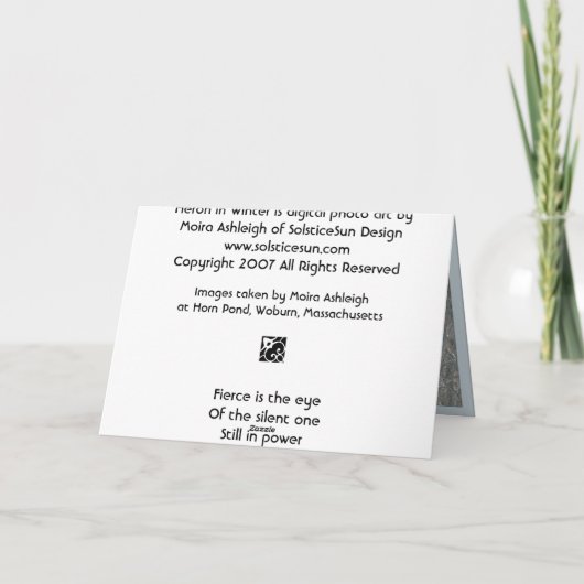 Reiger in de Winter Kaart (Achterkant)