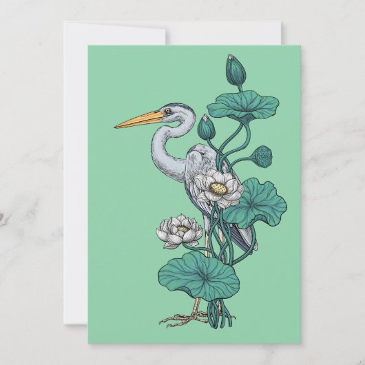 Reiger in de Witte Lotus Tuin op jade (Voorkant)