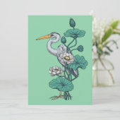 Reiger in de Witte Lotus Tuin op jade (Staand voorkant)