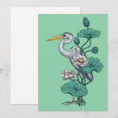 Reiger in de Witte Lotus Tuin op jade (Voorkant / Achterkant)