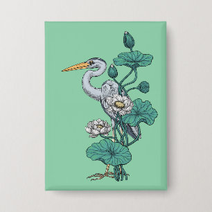 Reiger in de Witte Lotus Tuin op jade Button