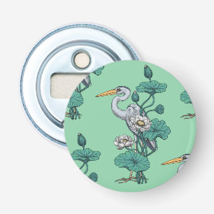 Reiger in de Witte Lotus Tuin op jade Button Flesopener