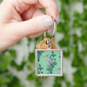 Reiger in de Witte Lotus Tuin op jade Sleutelhanger