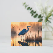 Reiger in een nevelige moeras bij zonsopgang briefkaart (Staand voorkant)
