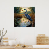 Reiger in het moeras poster (Keuken)