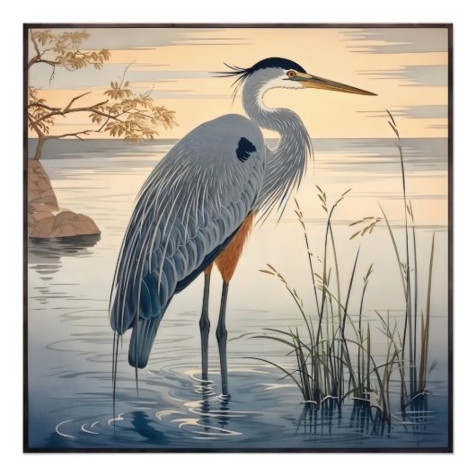 Reiger in meer foto afdruk (Voorkant)