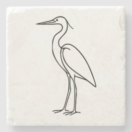 Reiger Lijn Kunst – Minimalistische Vogel Illustra Stenen Onderzetter