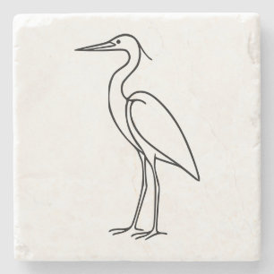 Reiger Lijn Kunst – Minimalistische Vogel Illustra Stenen Onderzetter