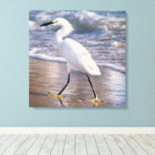 Reiger op strand Canvas Afdruk (Insitu (Houten vloer))