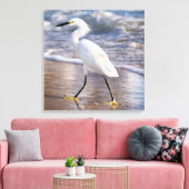 Reiger op strand Canvas Afdruk (Insitu (Woonkamer))