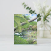 Reiger op vijver briefkaart (Staand voorkant)