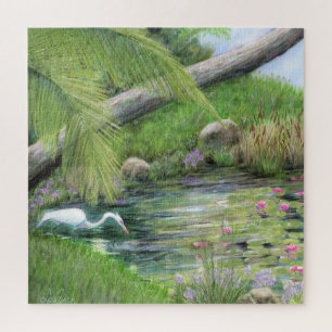 Reiger op vijver legpuzzel