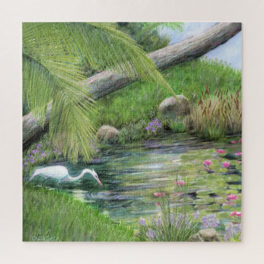 Reiger op vijver legpuzzel (Verticaal)