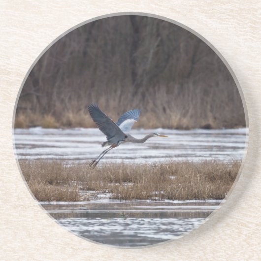 Reiger opstijgen zandsteen onderzetter (Voorkant)