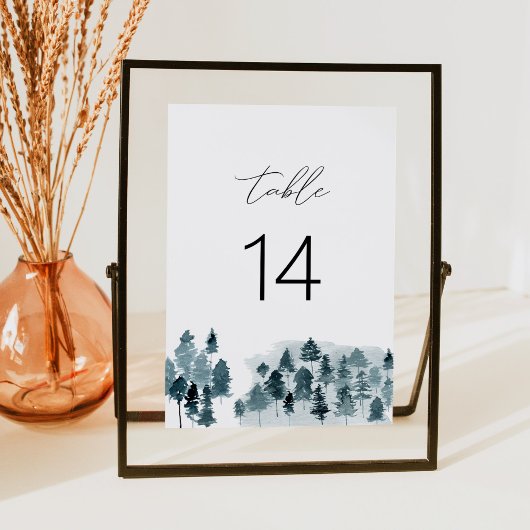 REIGER Rustic Denneboom Aquarel Tafel Nummers Kaart