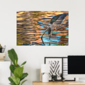 Reiger vissen bij het meer poster (Thuiskantoor)