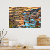 Reiger vissen bij het meer poster (Keuken)