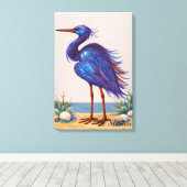 Reiger Vogel Op Het Strand Canvas Afdruk (Insitu (Houten vloer))