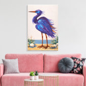 Reiger Vogel Op Het Strand Canvas Afdruk (Insitu (Woonkamer))