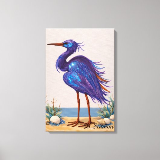 Reiger Vogel Op Het Strand Canvas Afdruk (Voorkant)
