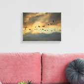 Reiger vogels migreren bij zonsondergang canvas afdruk (Insitu (Woonkamer))