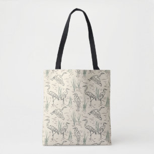 Reigers aan de rivier - vogels patroon. tote bag