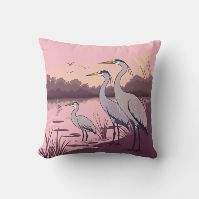 Reigers aan het Meer Kussen (Voorkant)