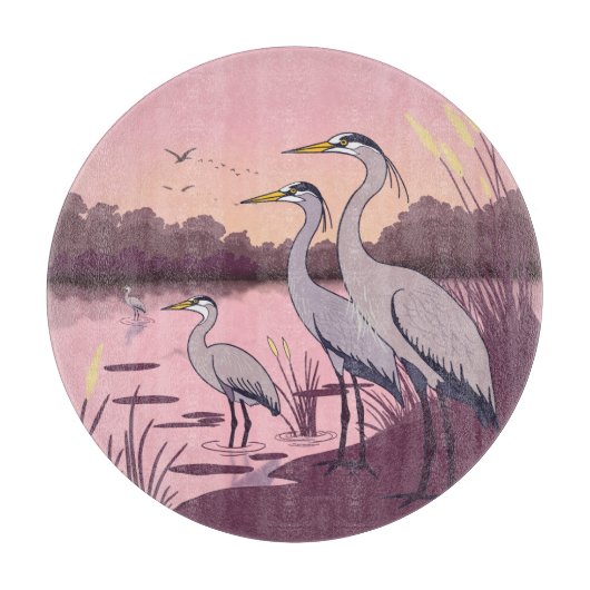 Reigers aan het Meer Snijplank (Voorkant)