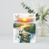reigers bij zonsondergang briefkaart (Staand voorkant)