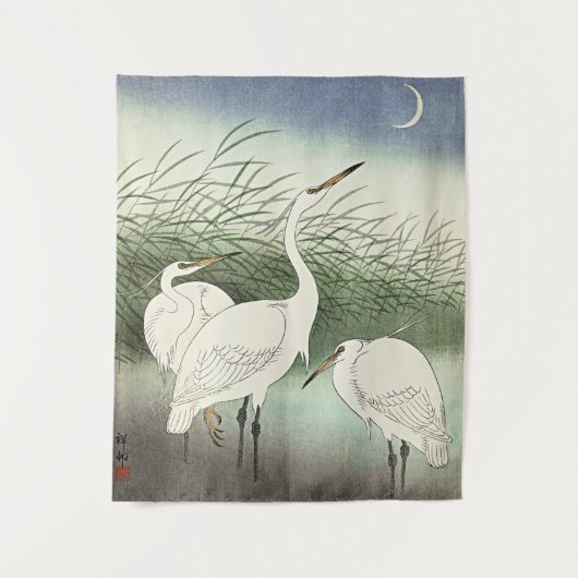 Reigers in ondiep water door Ohara Koson Wandkleed (Voorkant)