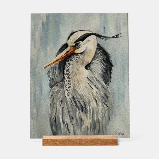 Reiher Aquarell Acryl Bord (Voorkant)