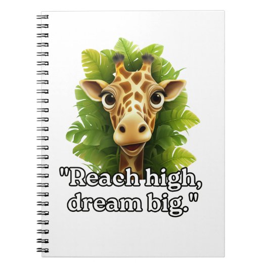 Reik hoog, droom groot – Giraffe Notitieboek 📖 (Voorkant)