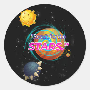 REIK UIT NAAR DE STERREN RONDE STICKER