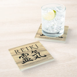 Reiki 霊気 Japanse kalligrafie levensenergie Glazen Onderzetter