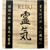 Reiki 霊 Japanse Calligrafische Life Energy 気 Douchegordijn (Voorkant)
