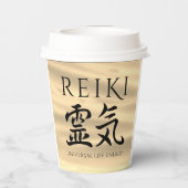 Reiki 霊 Japanse Calligrafische Life Energy 気 Papieren Bekers (Achterkant)