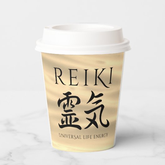 Reiki 霊 Japanse Calligrafische Life Energy 気 Papieren Bekers (Achterkant)