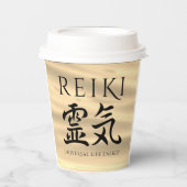 Reiki 霊 Japanse Calligrafische Life Energy 気 Papieren Bekers (Voorkant)