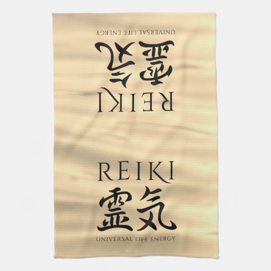 Reiki 霊 Japanse Calligrafische Life Energy 気 Theedoek (Verticaal)