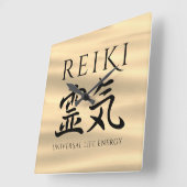 Reiki 霊 Japanse Calligrafische Life Energy 気 Vierkante Klok (Hoek)